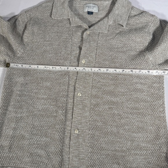 American Eagle Polo Sweater‎ Men's Large Knit Preppy Short Sleeve Button Shirt - Picture 5 of 7
